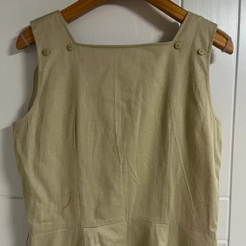[BUNJANG] Vintage Beige Suspender Skirt Dress / (일본 수입 빈티지)베이지 멜빵 스커트 치마 원피스