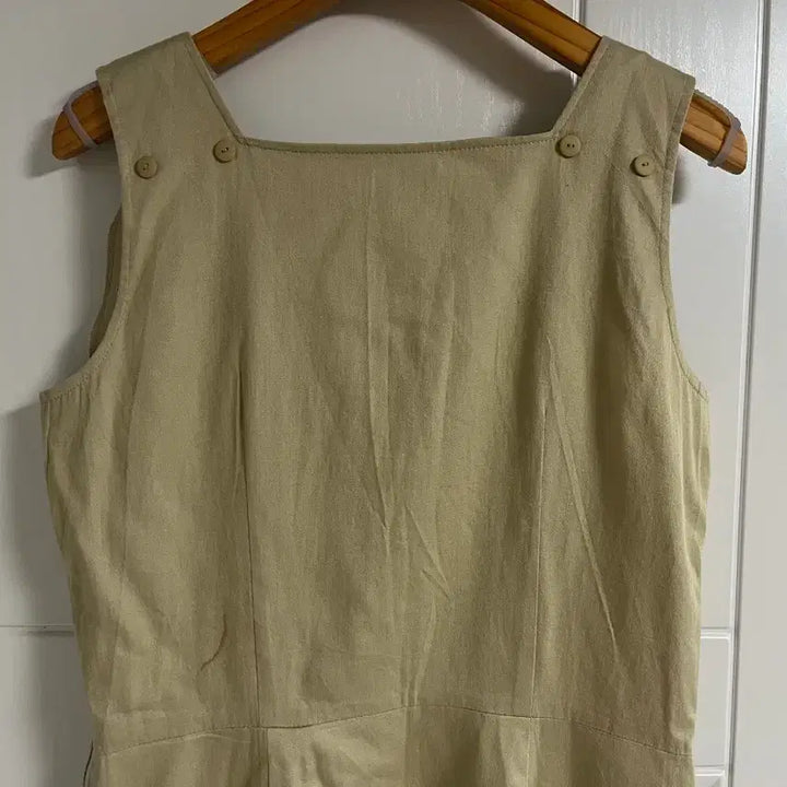 [BUNJANG] Vintage Beige Suspender Skirt Dress / (일본 수입 빈티지)베이지 멜빵 스커트 치마 원피스