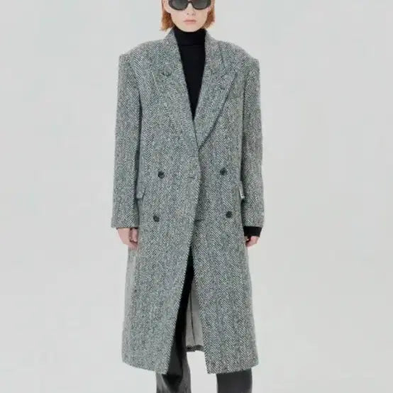 [BUNJANG] InstantFunk Herringbone Wool Double Long Coat / 인스턴트펑크 헤링본 울 더블 롱코트