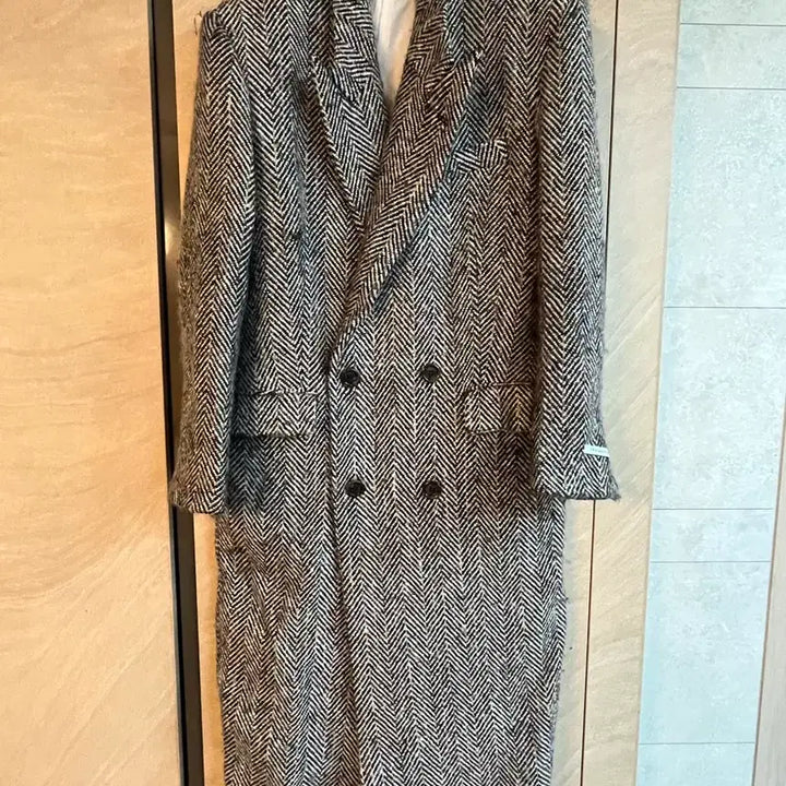 [BUNJANG] InstantFunk Herringbone Wool Double Long Coat / 인스턴트펑크 헤링본 울 더블 롱코트