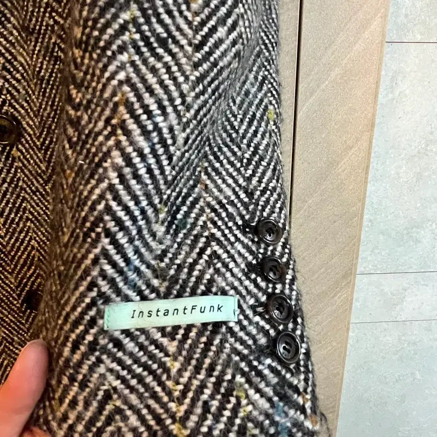 [BUNJANG] InstantFunk Herringbone Wool Double Long Coat / 인스턴트펑크 헤링본 울 더블 롱코트