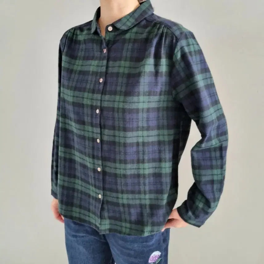 [BUNJANG] Unbranded Checkered Flannel Blouse / 체크면 기모 블라우스