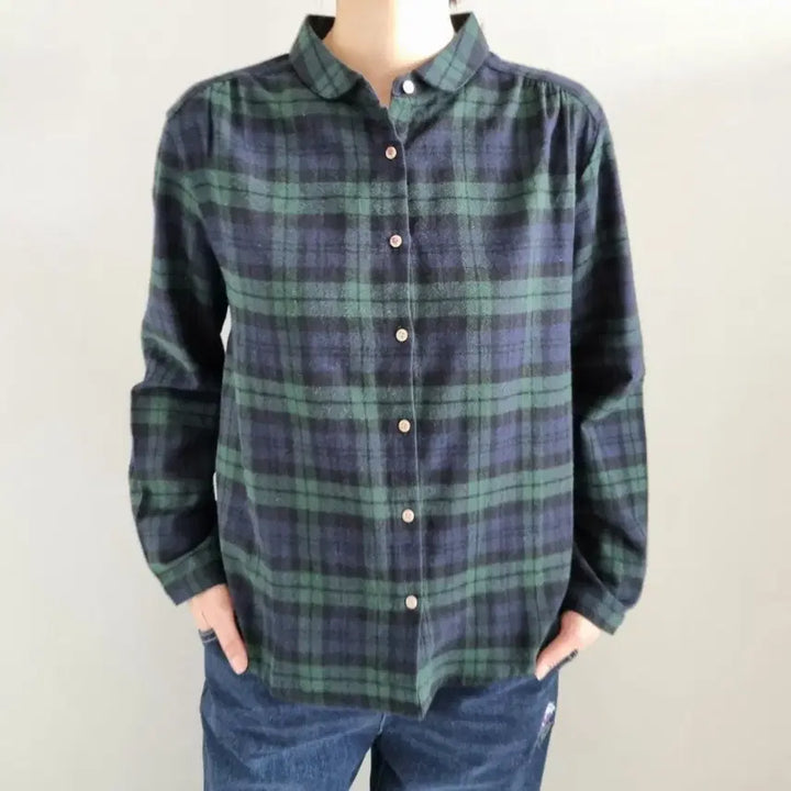 [BUNJANG] Unbranded Checkered Flannel Blouse / 체크면 기모 블라우스