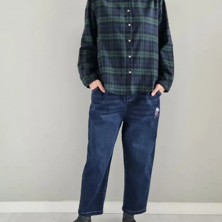 [BUNJANG] Unbranded Checkered Flannel Blouse / 체크면 기모 블라우스