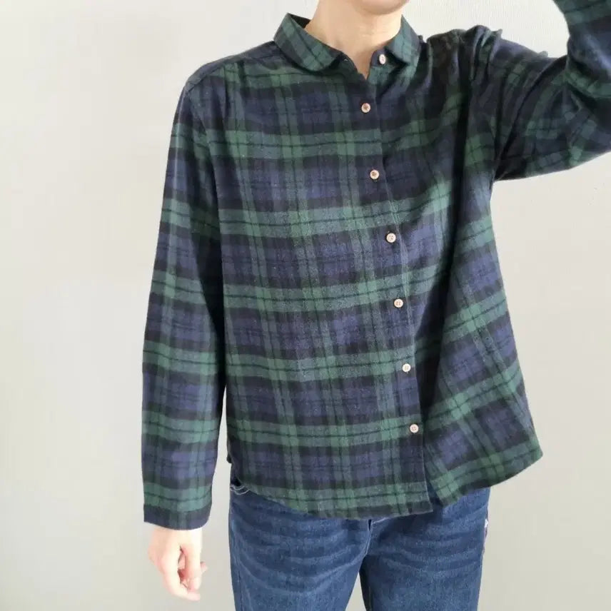 [BUNJANG] Unbranded Checkered Flannel Blouse / 체크면 기모 블라우스