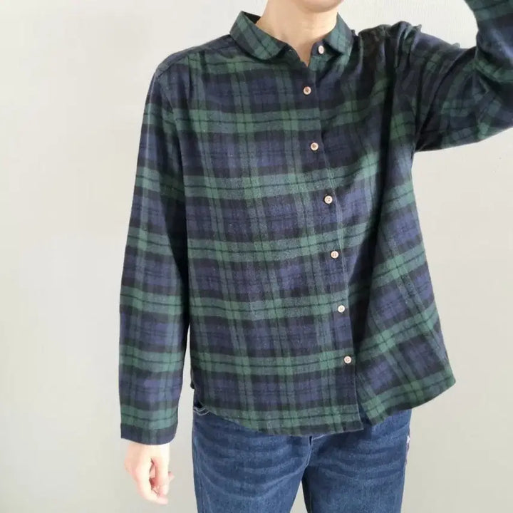[BUNJANG] Unbranded Checkered Flannel Blouse / 체크면 기모 블라우스