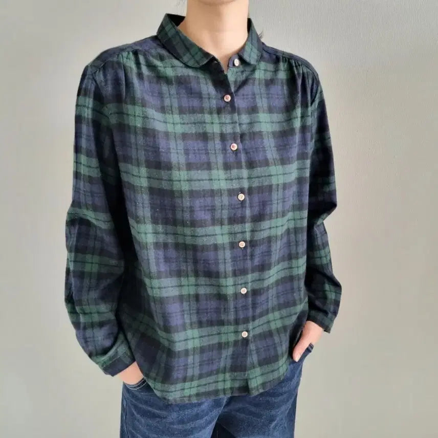 [BUNJANG] Unbranded Checkered Flannel Blouse / 체크면 기모 블라우스