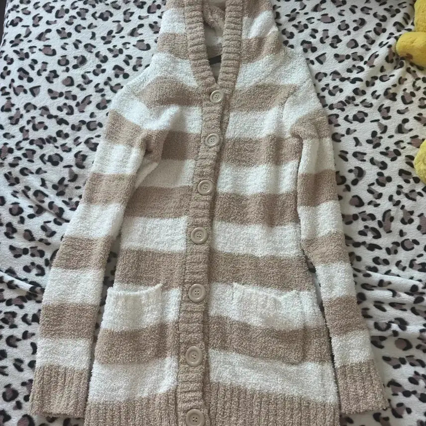 [BUNJANG] Latte Girly Striped Knit Dress &amp; Cardigan / 라떼 갸루 줄무늬 니트원피스, 가디건