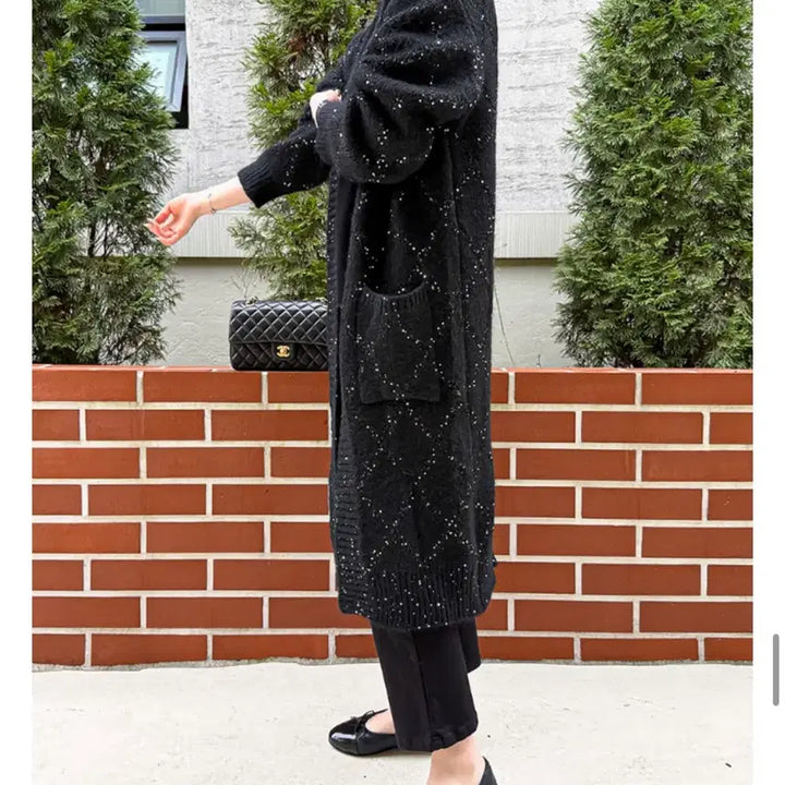 [BUNJANG] Spangle Knit Long Cardigan / 스팽글 니트 롱가디건