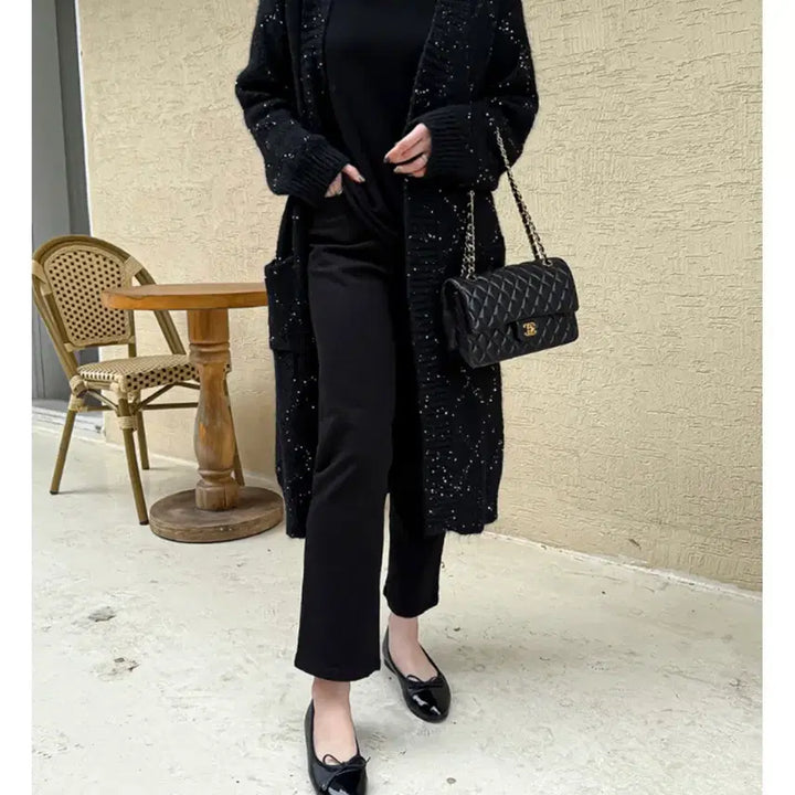 [BUNJANG] Spangle Knit Long Cardigan / 스팽글 니트 롱가디건