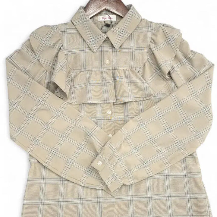 [BUNJANG] Frill Checkered Blouse / 프릴 체크 셔츠 블라우스