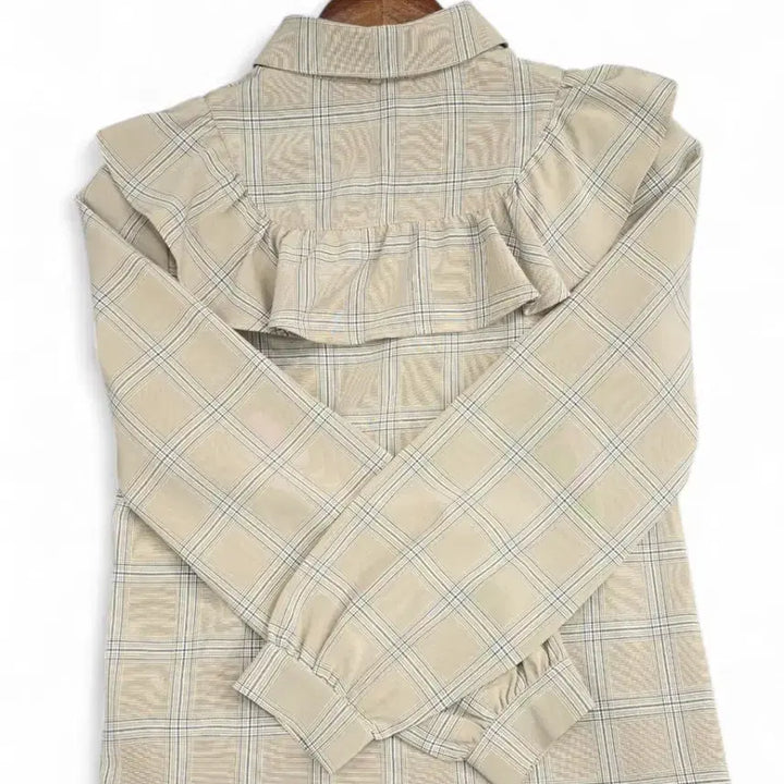 [BUNJANG] Frill Checkered Blouse / 프릴 체크 셔츠 블라우스