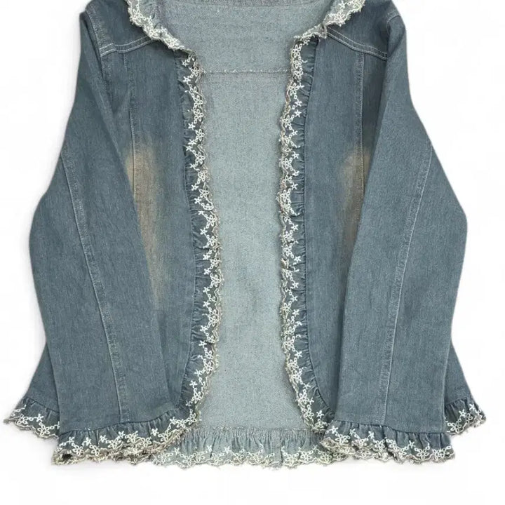 [BUNJANG] Lace Denim Jacket Women's / 레이스 데님 자켓 청자켓 여성