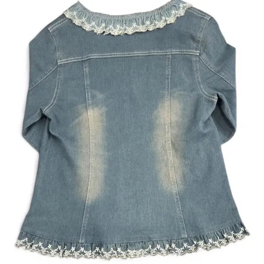 [BUNJANG] Lace Denim Jacket Women's / 레이스 데님 자켓 청자켓 여성