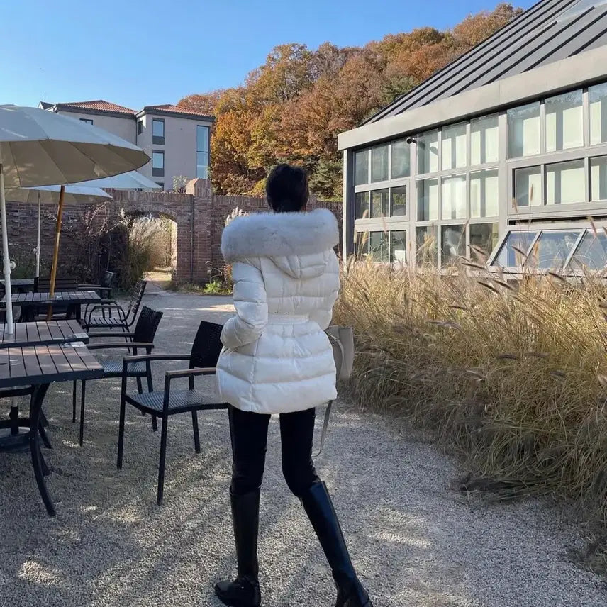 [BUNJANG] Ivory Fox Fur Padded Jacket / 아이보리 폭스퍼 패딩