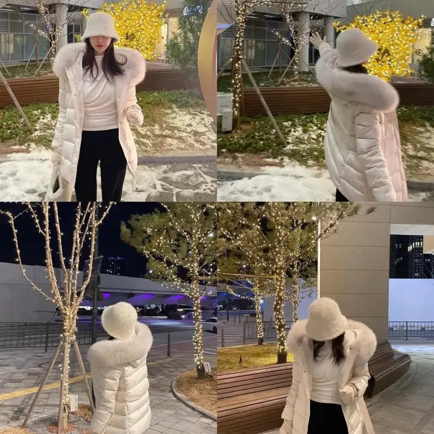 [BUNJANG] Ivory Fox Fur Padded Jacket / 아이보리 폭스퍼 패딩