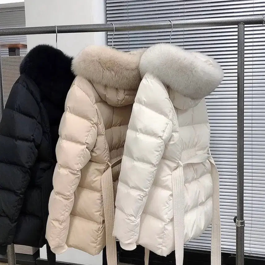 [BUNJANG] Ivory Fox Fur Padded Jacket / 아이보리 폭스퍼 패딩