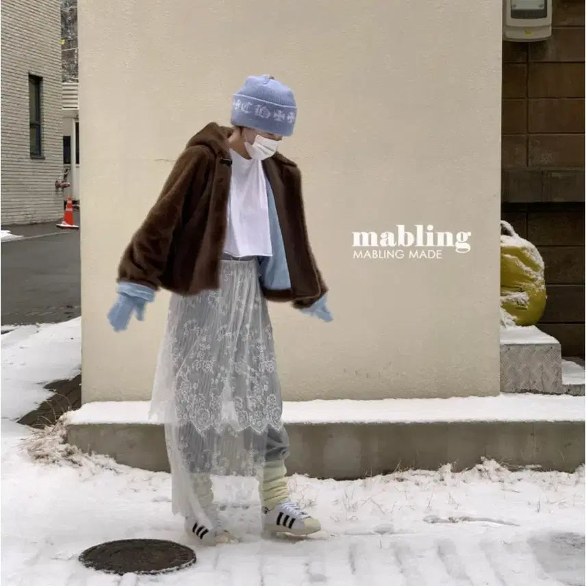 [BUNJANG] Mabling Brown Fur Hooded Jacket / 마블링 mabling 퍼자켓 퍼후드자켓