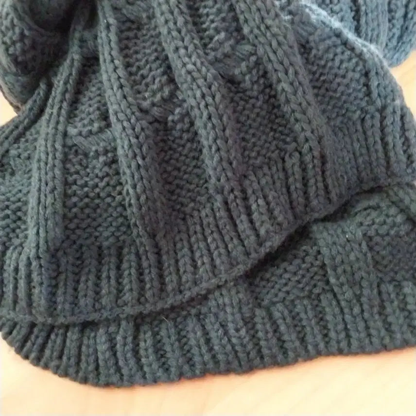 [BUNJANG] Kkwabaegi Knit Shawl Navy / 꽈배기 니트 숄겸머플러 네이비색