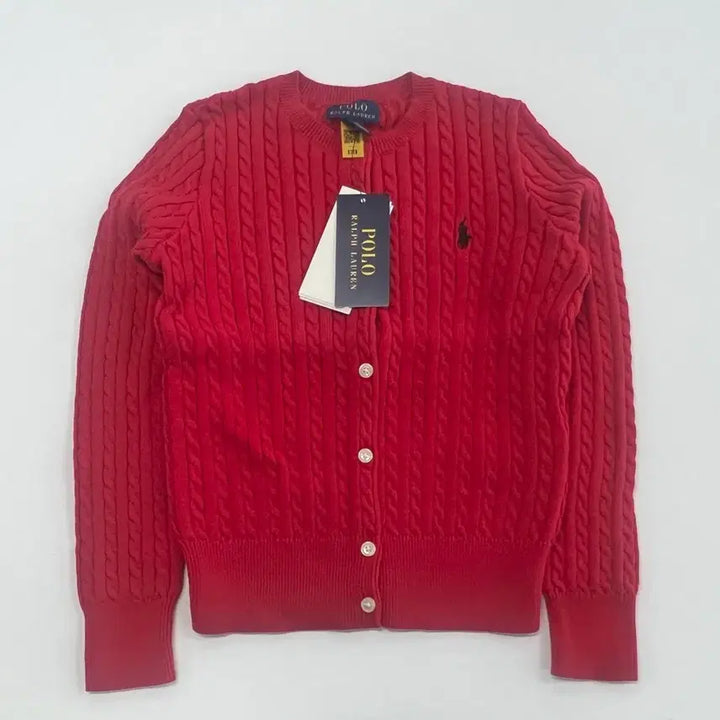 [BUNJANG] Polo Ralph Lauren Kids Mini Cable Cotton Cardigan / [S] 폴로 랄프로렌 키즈 미니 케이블 코튼 카디건 레드 CWPOSWEG