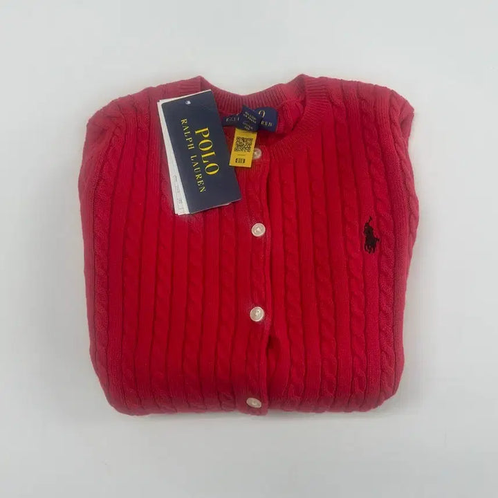 [BUNJANG] Polo Ralph Lauren Kids Mini Cable Cotton Cardigan / [S] 폴로 랄프로렌 키즈 미니 케이블 코튼 카디건 레드 CWPOSWEG