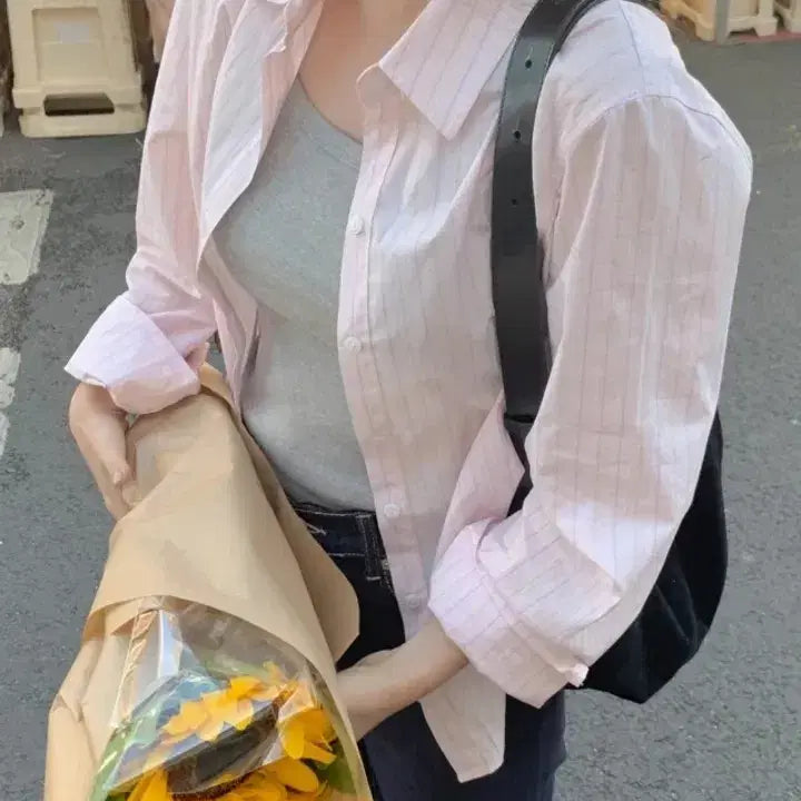 [BUNJANG] URBANE Pome Striped Loose Fit Shirt / URBANE 포메 스트라이프 루즈핏 셔츠 미사용 새상품