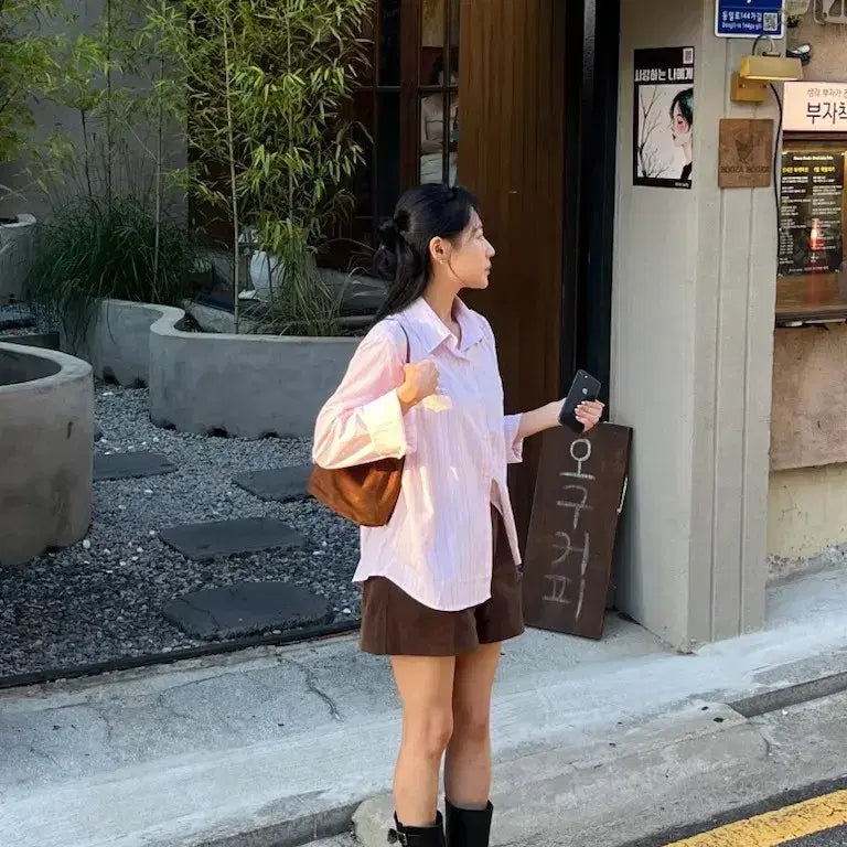 [BUNJANG] URBANE Pome Striped Loose Fit Shirt / URBANE 포메 스트라이프 루즈핏 셔츠 미사용 새상품