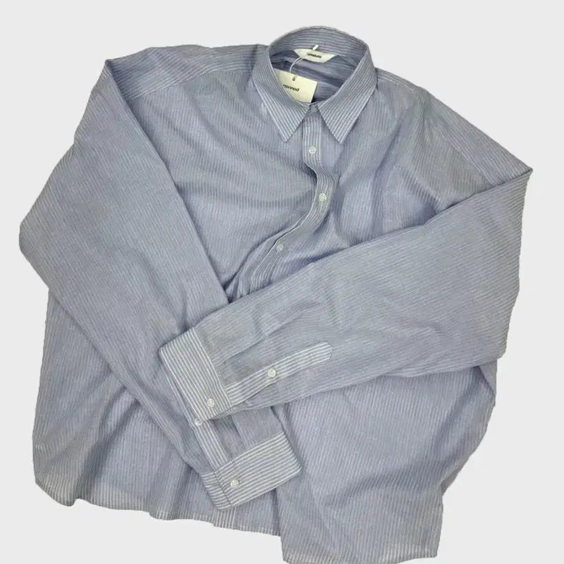 [BUNJANG] Nonno Flexible String Shirt - Sky Blue Stripe / [1] 논노드 플렉시블 스트링 셔츠 - 스카이 블루 스트라이프