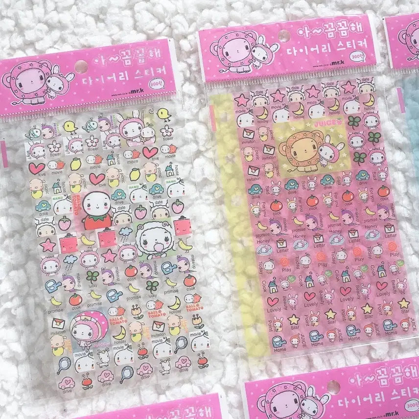 [BUNJANG] Mr. K Juice Sticker Set / 고전문구 mrk juice 주스 6공 다이어리 스티커 세트