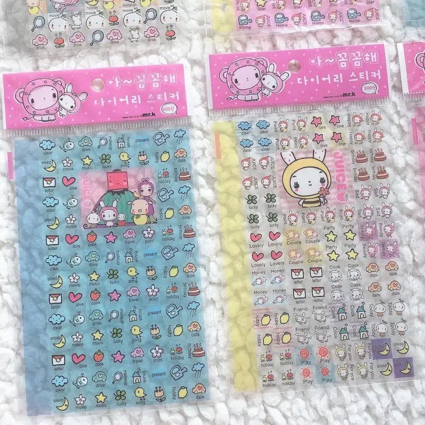 [BUNJANG] Mr. K Juice Sticker Set / 고전문구 mrk juice 주스 6공 다이어리 스티커 세트