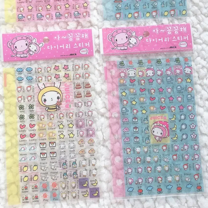 [BUNJANG] Mr. K Juice Sticker Set / 고전문구 mrk juice 주스 6공 다이어리 스티커 세트