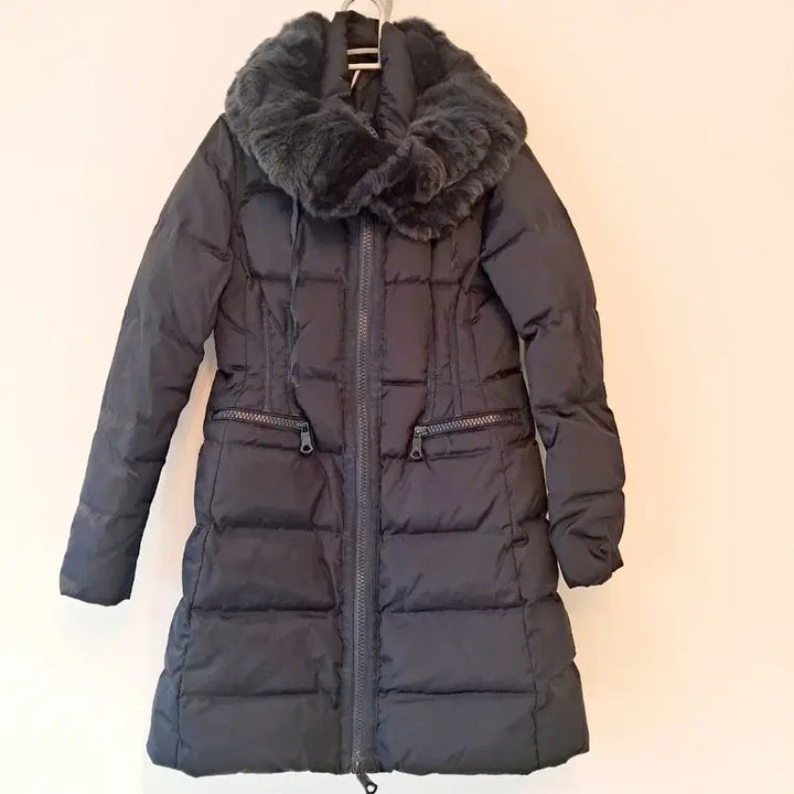 [BUNJANG] Navy Long Padded Coat with Fur Collar / 진네이비 퍼 카라 롱 패딩