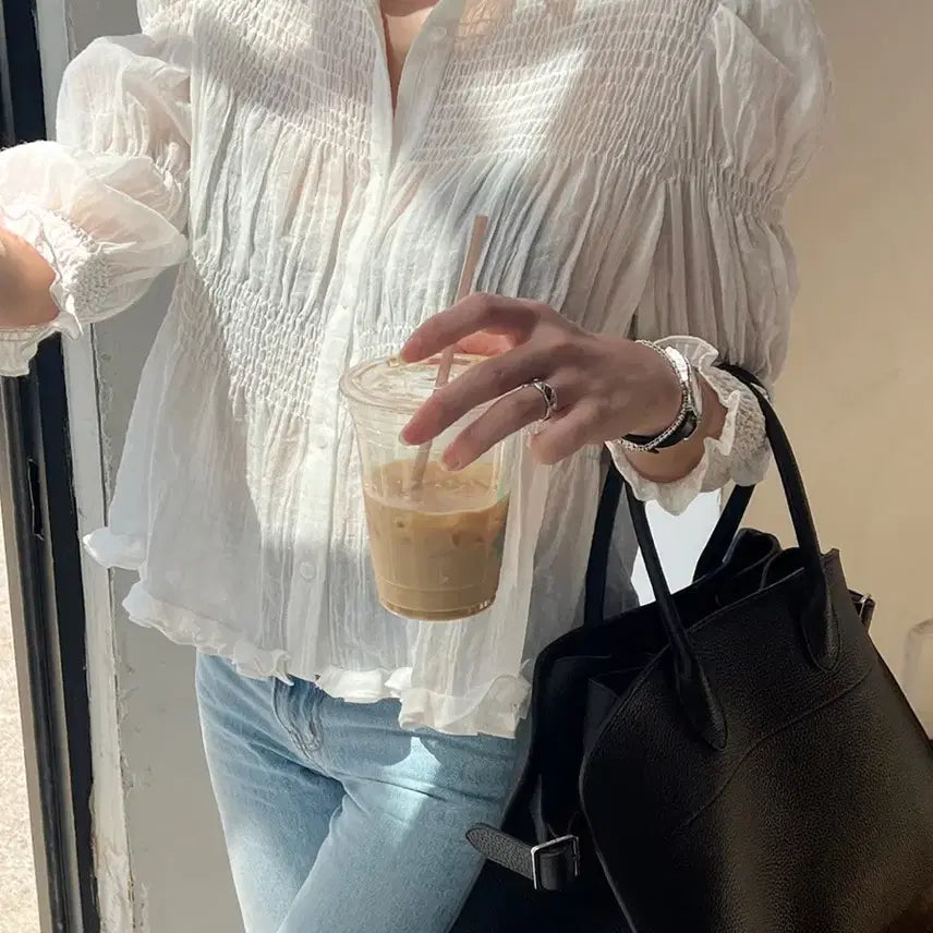 [BUNJANG] Assemblage Cleo Smoking Blouse / 아상블라주 클레오 스모킹블라우스