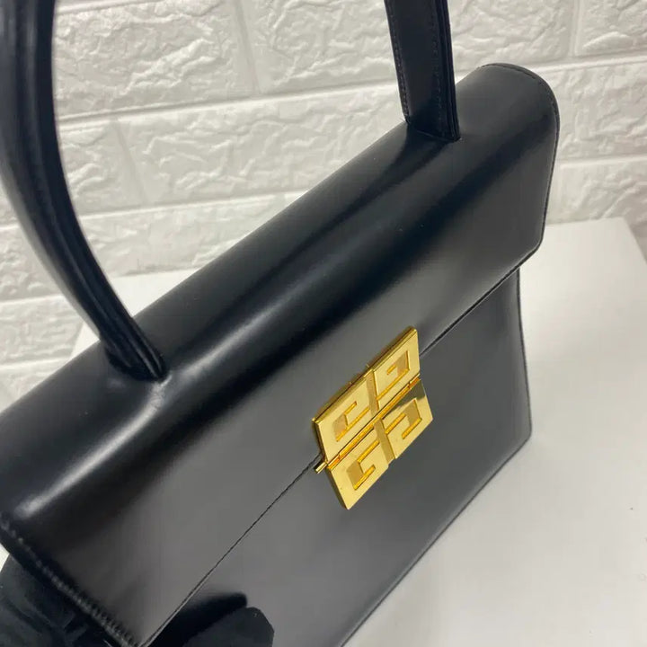 [BUNJANG] GIVENCHY 4G Logo Top Handle Bag / GIVENCHY / 빈티지 지방시 4G 금장 로고 블랙 카프 탑 핸들백