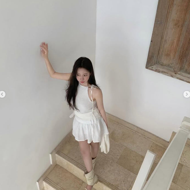 [BUNJANG] Leeds Ribbon Halter Set (Ivory) / Leeds 리본 홀터 세트(아이보리)