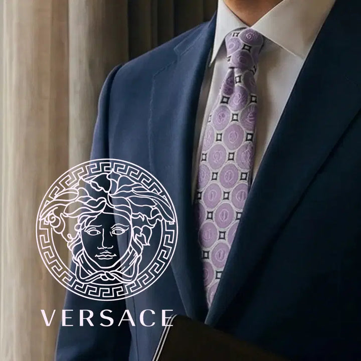 [BUNJANG] Versace Jacquard Silk Tie - Light Purple 9.1cm / 베르사체 실크 연보라 자카드 넥타이 9.1cm A+등급 K1827