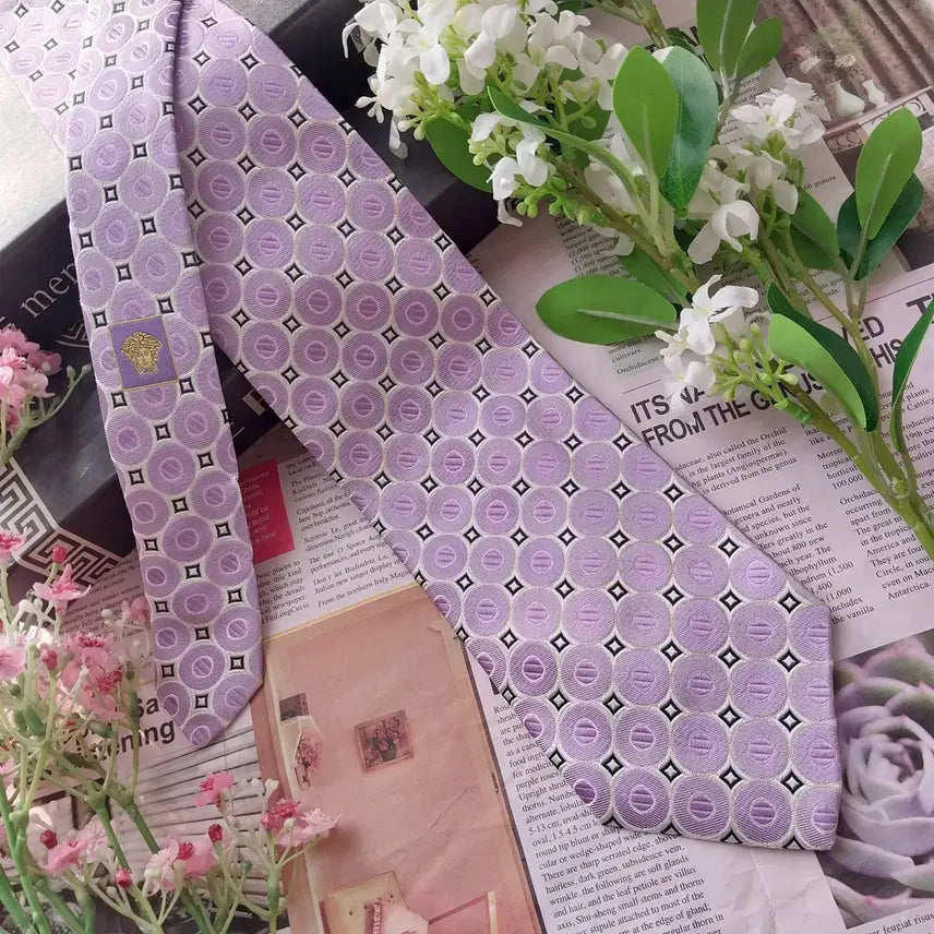 [BUNJANG] Versace Jacquard Silk Tie - Light Purple 9.1cm / 베르사체 실크 연보라 자카드 넥타이 9.1cm A+등급 K1827
