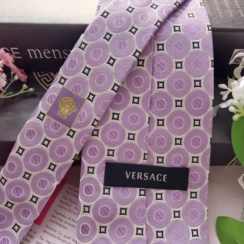 [BUNJANG] Versace Jacquard Silk Tie - Light Purple 9.1cm / 베르사체 실크 연보라 자카드 넥타이 9.1cm A+등급 K1827