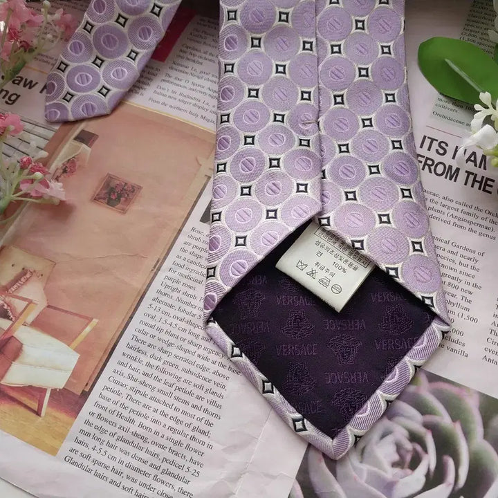 [BUNJANG] Versace Jacquard Silk Tie - Light Purple 9.1cm / 베르사체 실크 연보라 자카드 넥타이 9.1cm A+등급 K1827