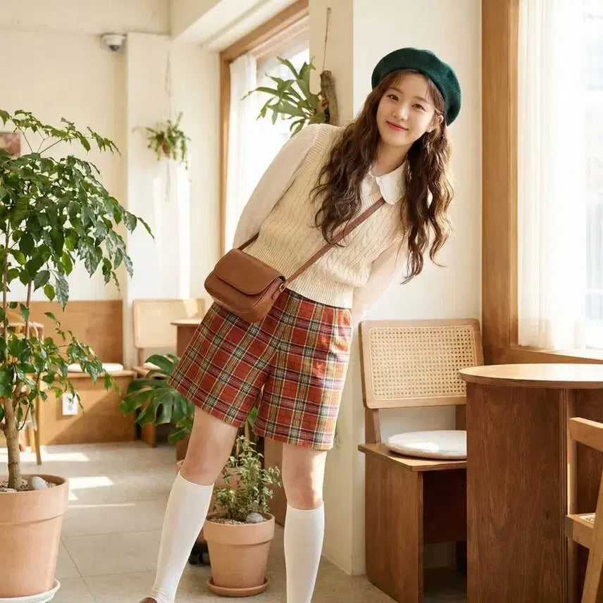[BUNJANG] Lacoste Vintage Tartan Check Wool Shorts / 라코스테 빈티지 울 타탄체크 반바지