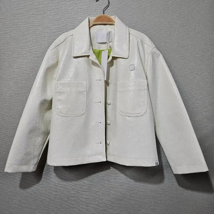 [BUNJANG] Stylenanda White Leather Crop Jacket / 스타일난다 화이트 레더 크롭 자켓