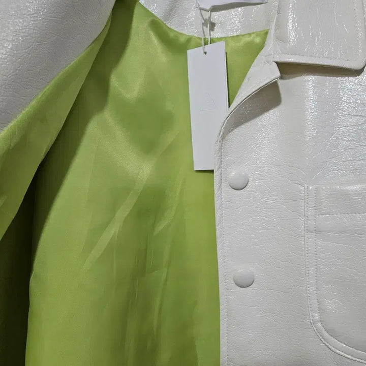 [BUNJANG] Stylenanda White Leather Crop Jacket / 스타일난다 화이트 레더 크롭 자켓