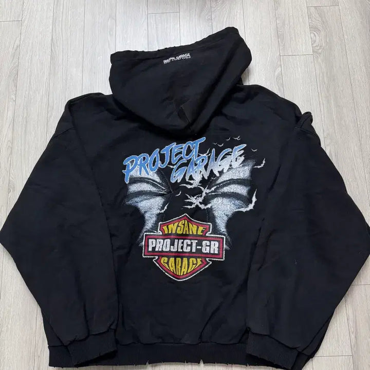 [BUNJANG] Project G/R x Insane Garage Bat Zip Hoodie Black / [2] 프로젝트 G/R x 인세인개러지 뱃 집 후드 블랙