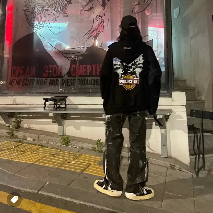 [BUNJANG] Project G/R x Insane Garage Bat Zip Hoodie Black / [2] 프로젝트 G/R x 인세인개러지 뱃 집 후드 블랙