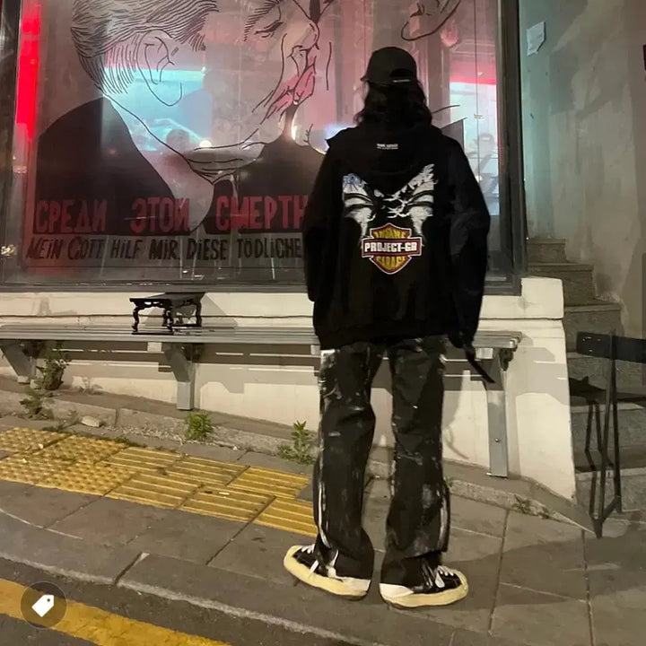 [BUNJANG] Project G/R x Insane Garage Bat Zip Hoodie Black / [2] 프로젝트 G/R x 인세인개러지 뱃 집 후드 블랙