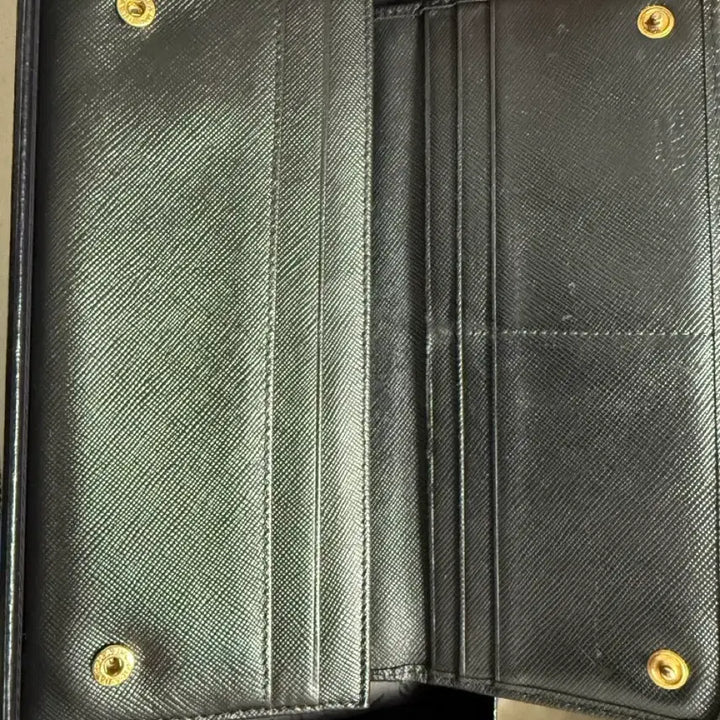 [BUNJANG] Prada Saffiano Gold Long Wallet Black / 프라다 사피아노 금장 장지갑 블랙