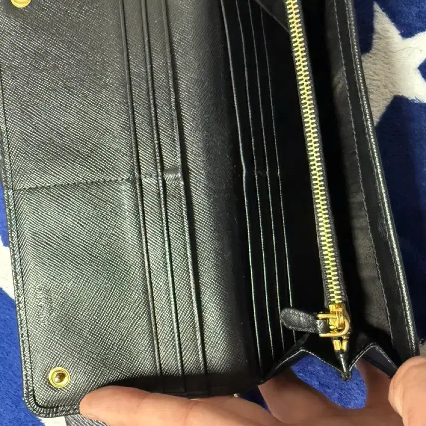 [BUNJANG] Prada Saffiano Gold Long Wallet Black / 프라다 사피아노 금장 장지갑 블랙