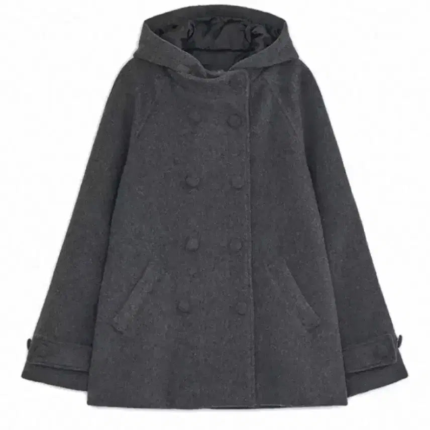 [BUNJANG] Hug Your Skin Charcoal Half Coat / 허그유어스킨 하프 코트 차콜색