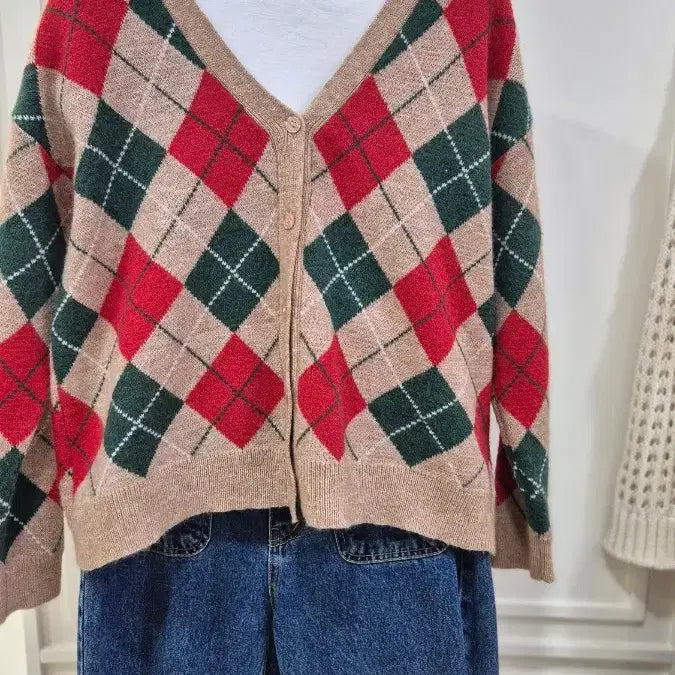 [BUNJANG] Argyle Cardigan Coord Set / [재고정리] 아가일 가디건 코디세트 30%할인 + 현금추가할인