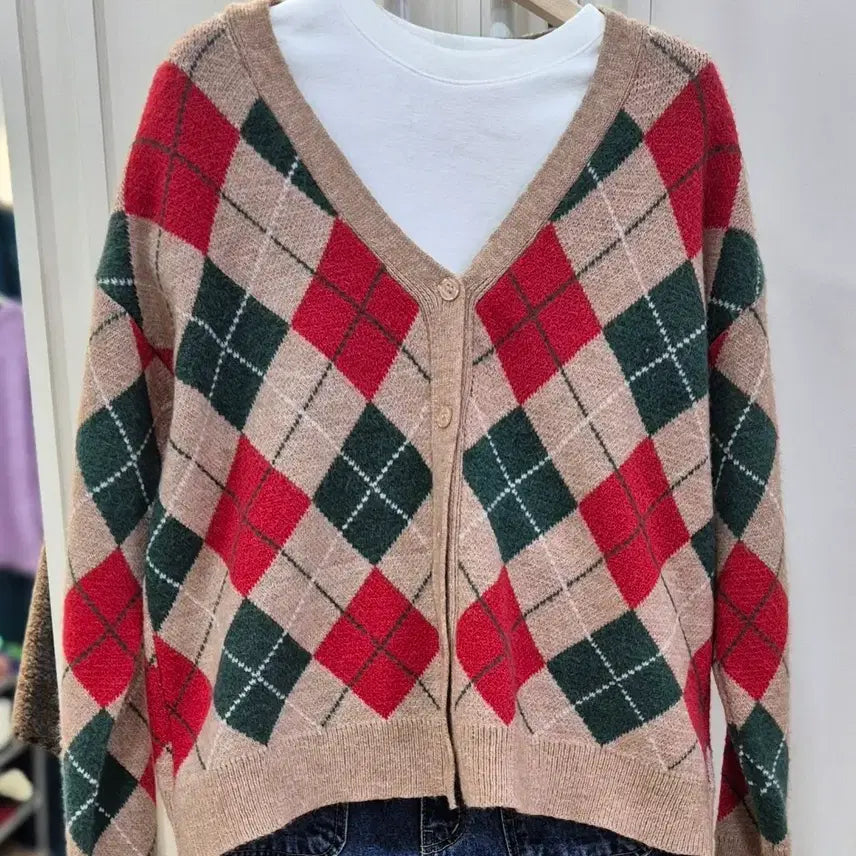 [BUNJANG] Argyle Cardigan Coord Set / [재고정리] 아가일 가디건 코디세트 30%할인 + 현금추가할인